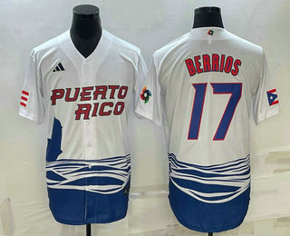 Mens Puerto Rico Baseball #17 Jose Berrios 2023 White World Baseball Classic Stitched Jerseys